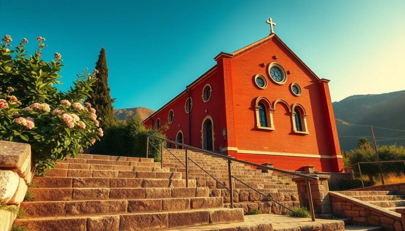 crvena fasada manastira Žiča crvena fasada manastira Žiča